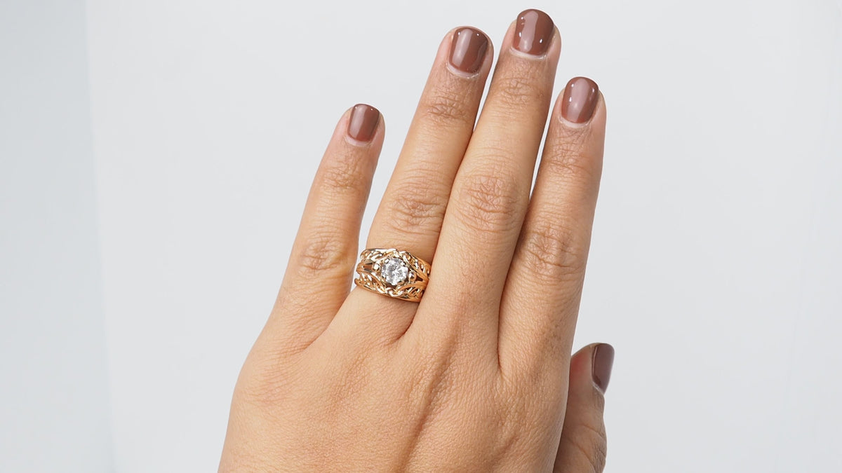 Bague ancienne en or rose et diamant