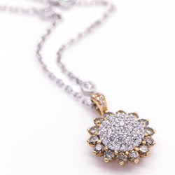 Collier SUNFLOWER en or rose et diamants.