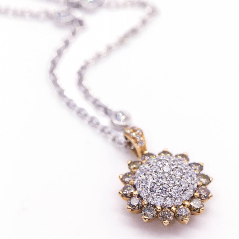 Collier SUNFLOWER en or rose et diamants.