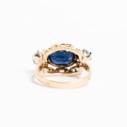 Bague Trilogie en or rose, saphir et diamants