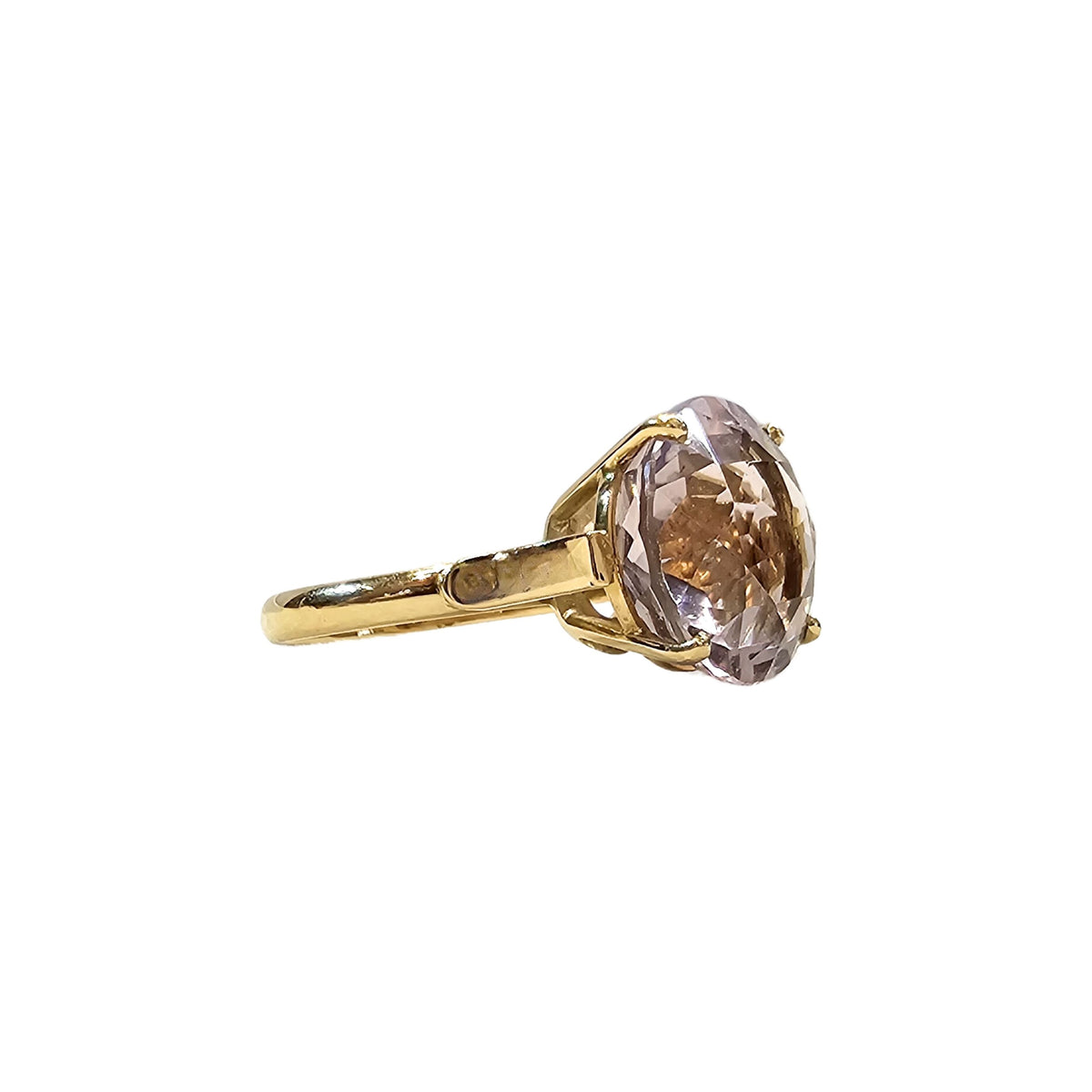 Bague en or jaune 18 carats et amethyste naturelle - Taille EU61