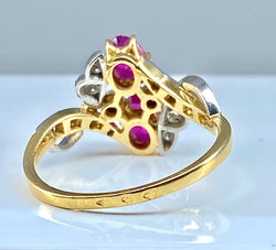 Bague en or jaune 18 carats et platine en rubis et diamants