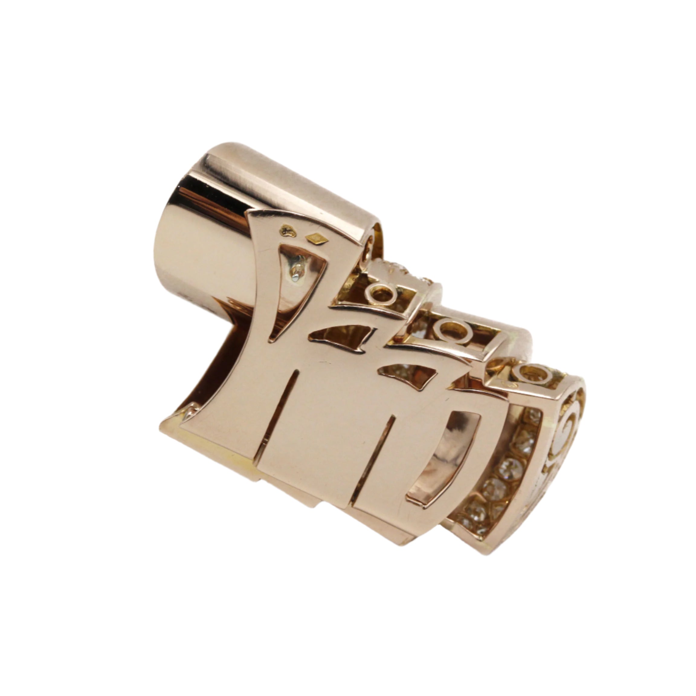 Broche Clip en or rose et diamants