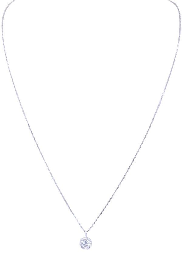 Collier diamant solitaire 0.80 carat en or blanc