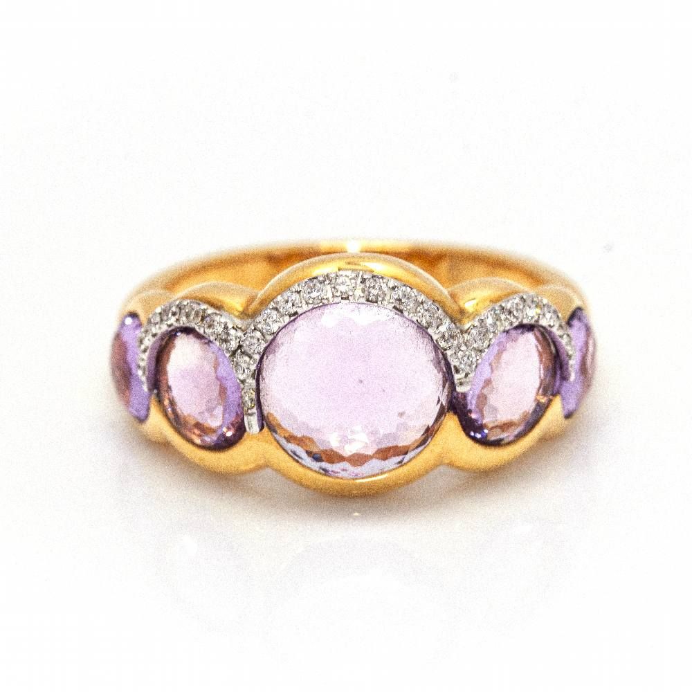 Bague en or rose avec améthyste