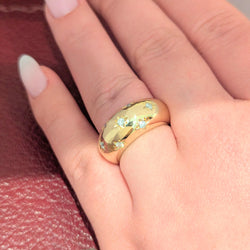 Bague étoiles en or jaune et diamants