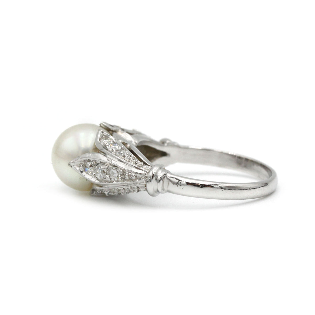 Bague - Or, diamants et perle