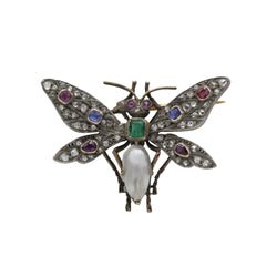 Broche Libellule - Or & Pierres précieuses