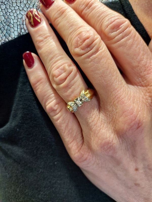 bague ancienne diamants en or jaune et blanc