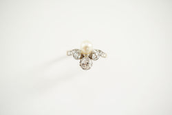 Bague Duchesse or perle et diamants