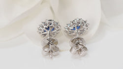 Boucles d'oreilles marguerite en or blanc Saphirs et diamants