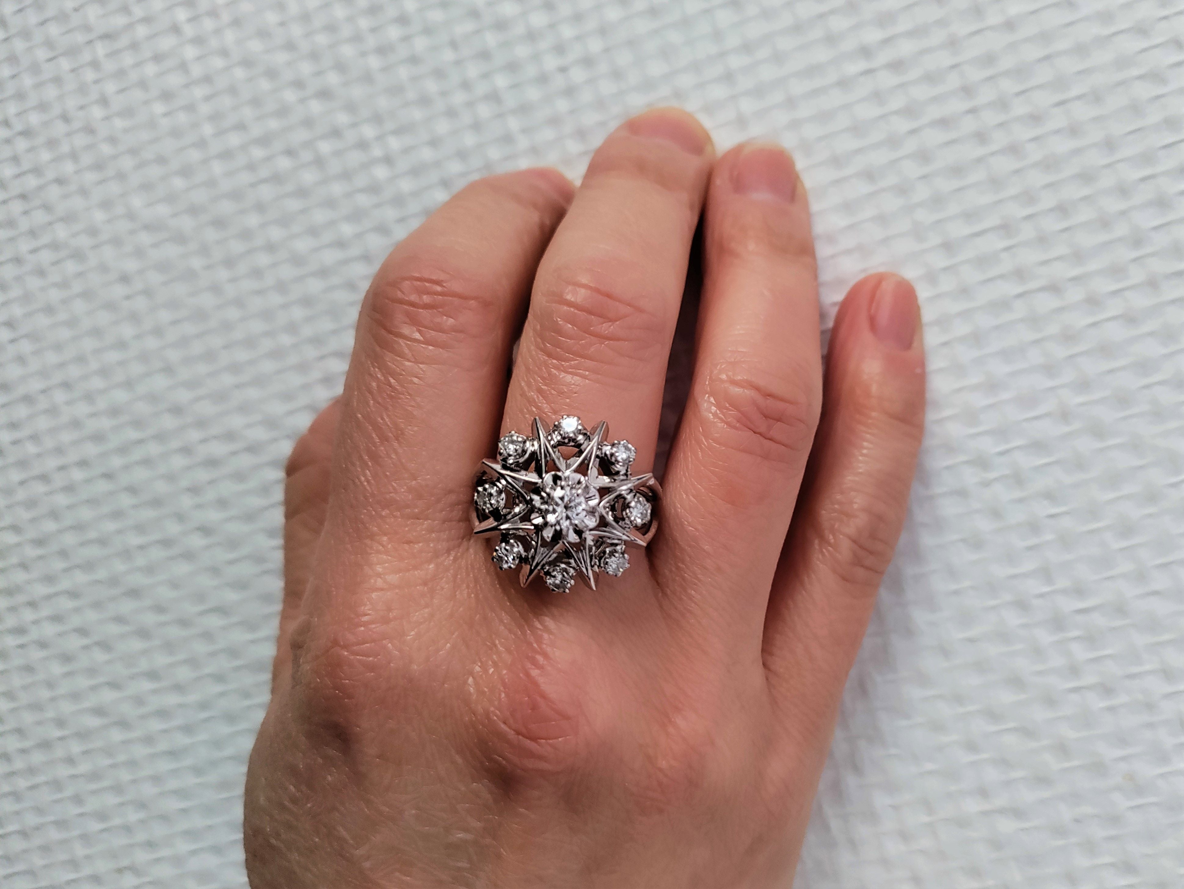 Bague étoile Or Gris Et Diamants