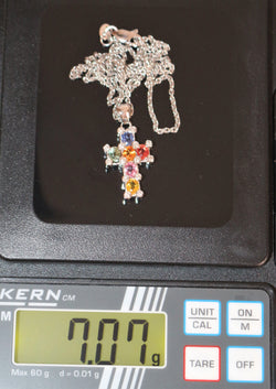 Collier Croix saphirs Or Blanc