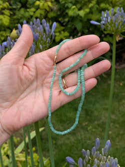 Necklace Natural emeralds in rose gold