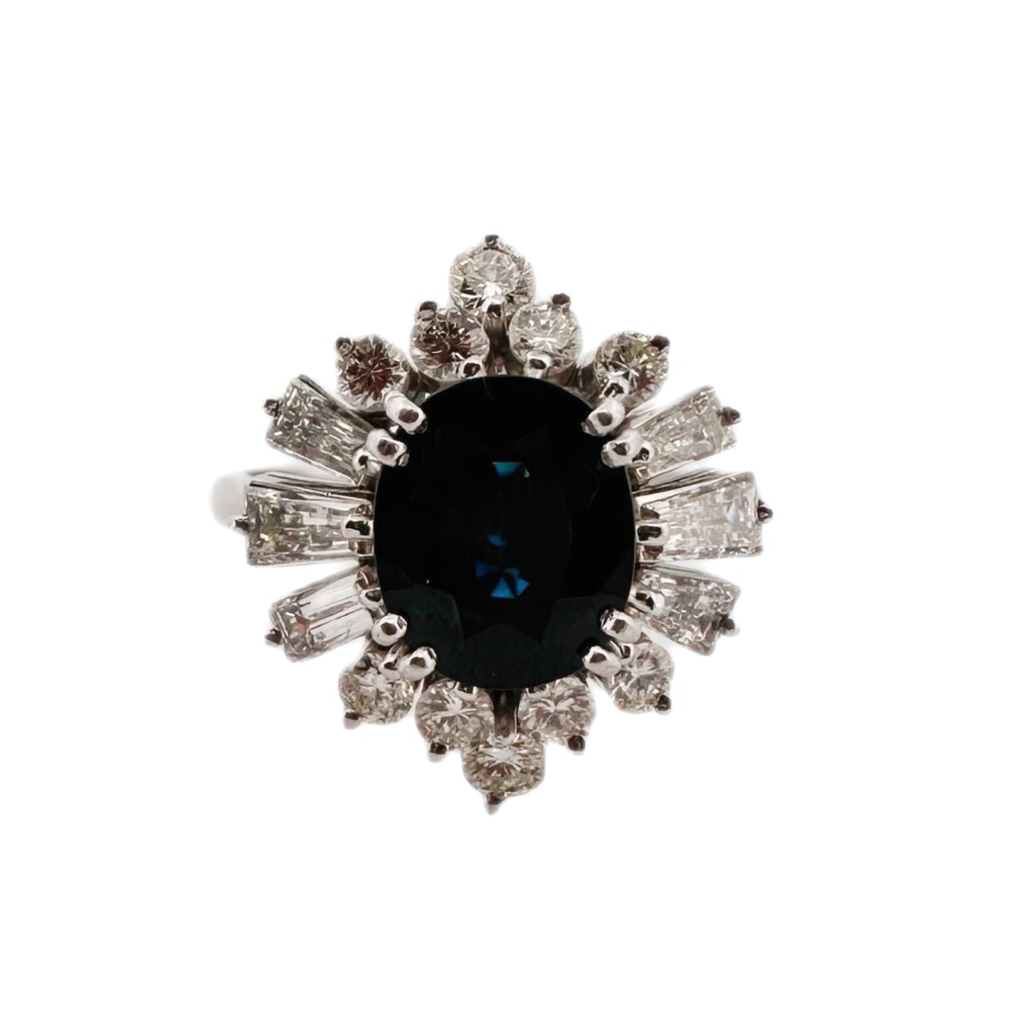 Bague Marguerite saphir et diamants en platine