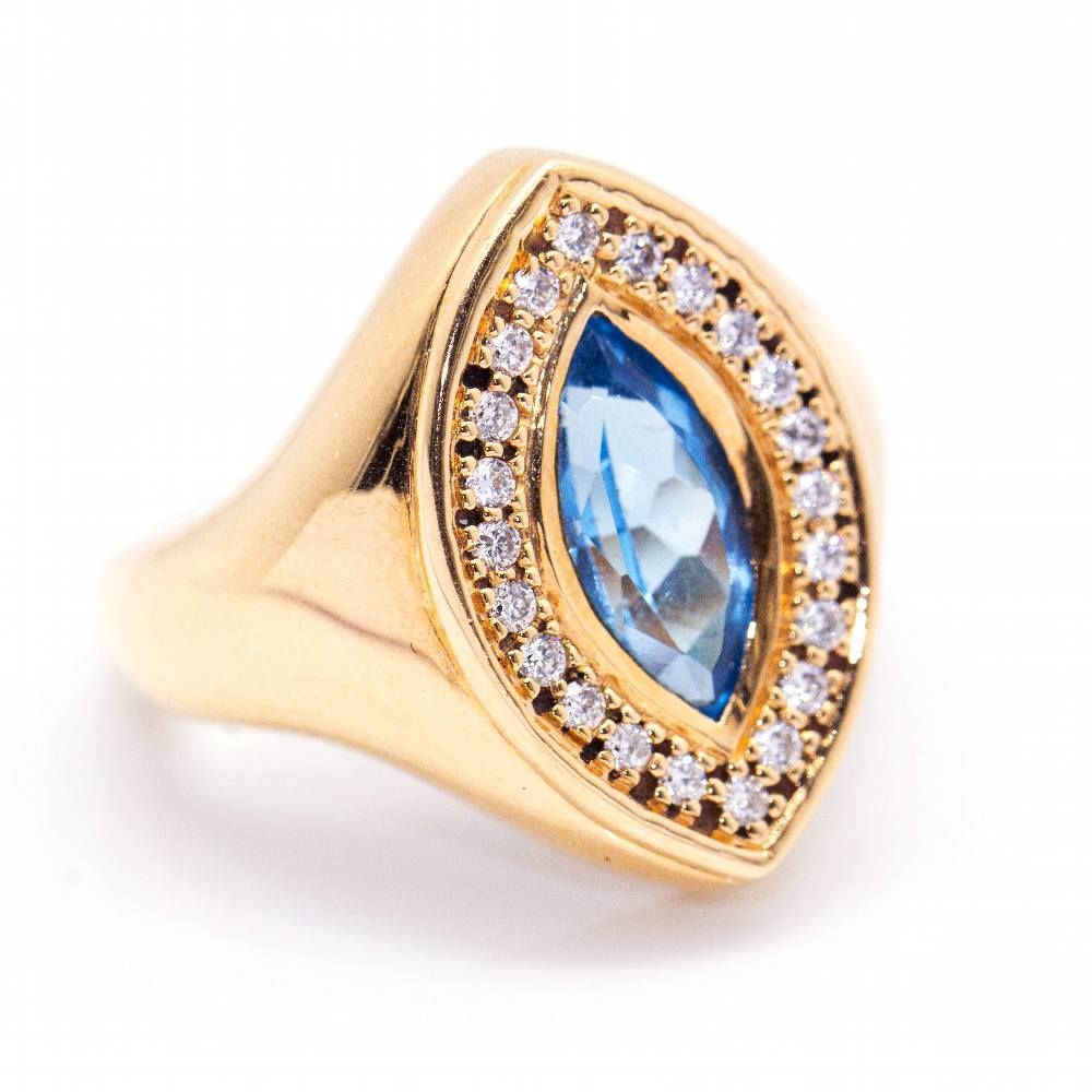 Bague marquise avec Topaze et Brillants