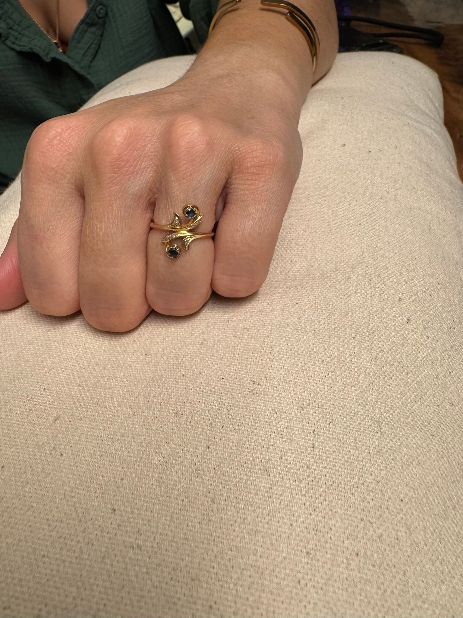 Ring you and me in rose gold, sapphires and diamonds