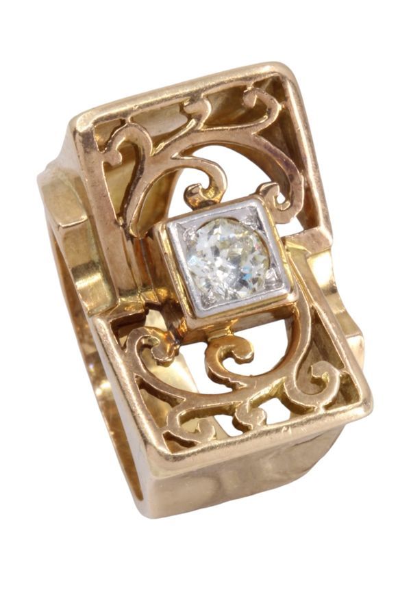 Bague Tank diamant en or jaune