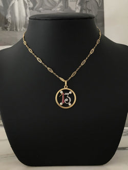 Pendentif Art Déco porte bonheur "13"