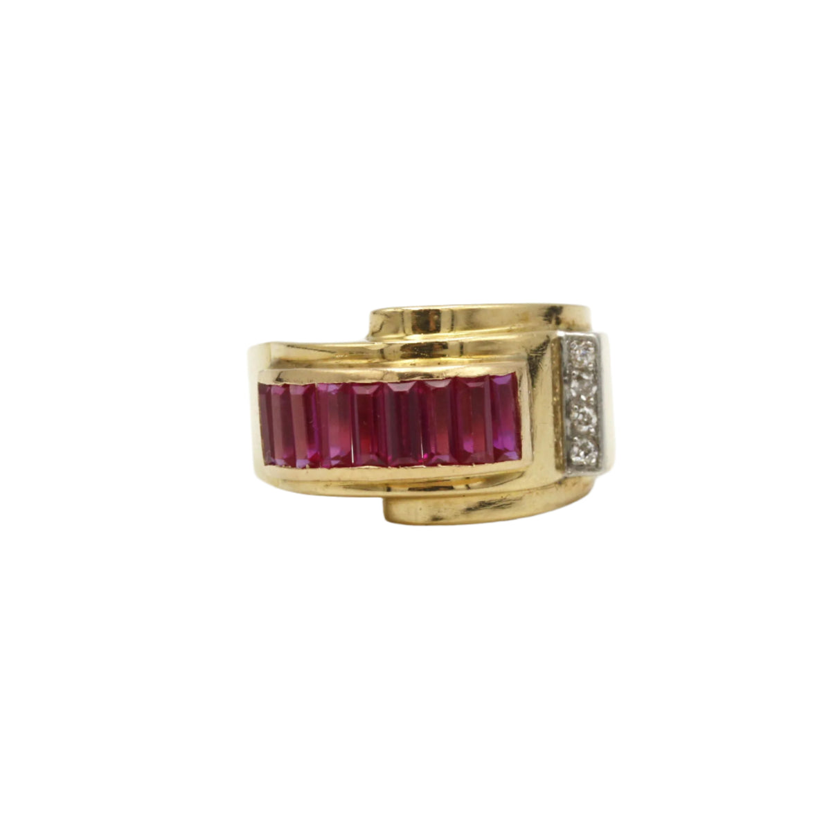 Bague TANK - Or, Rubis et Diamants