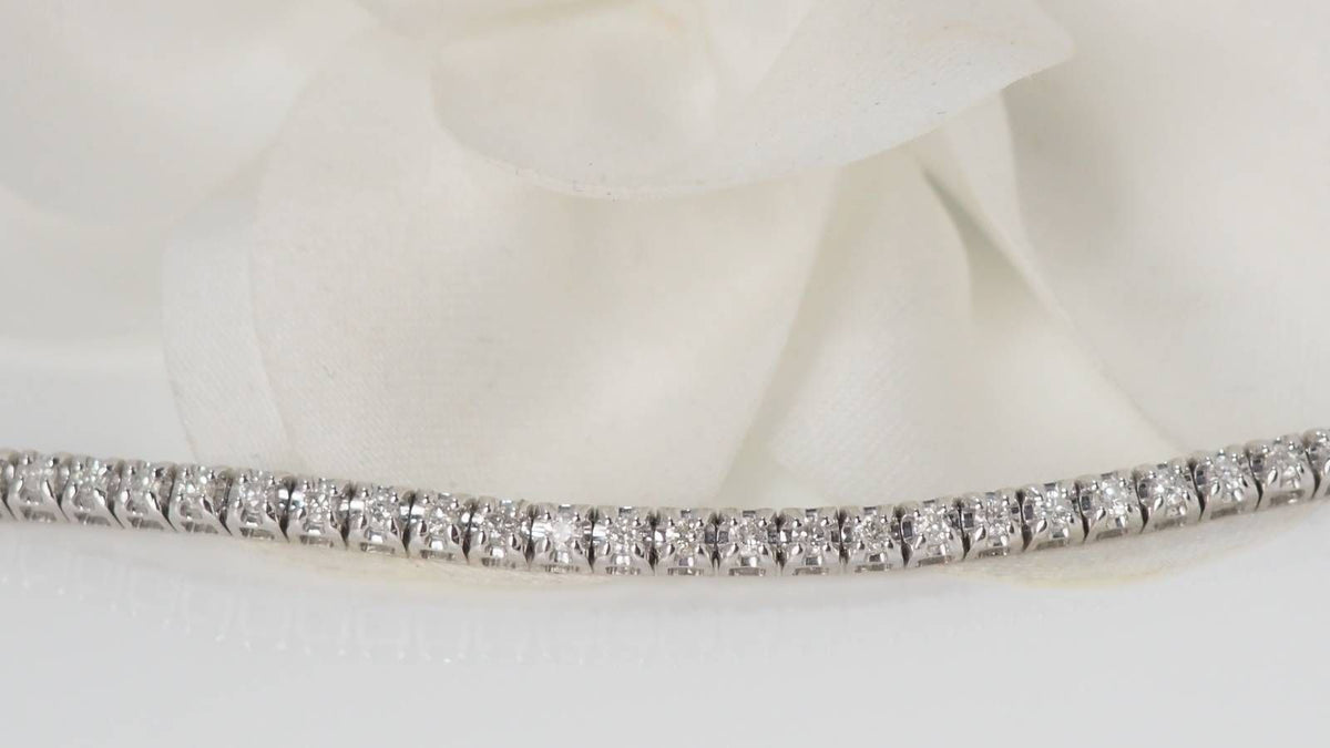 Bracelet rivière en or blanc et diamants 1ct