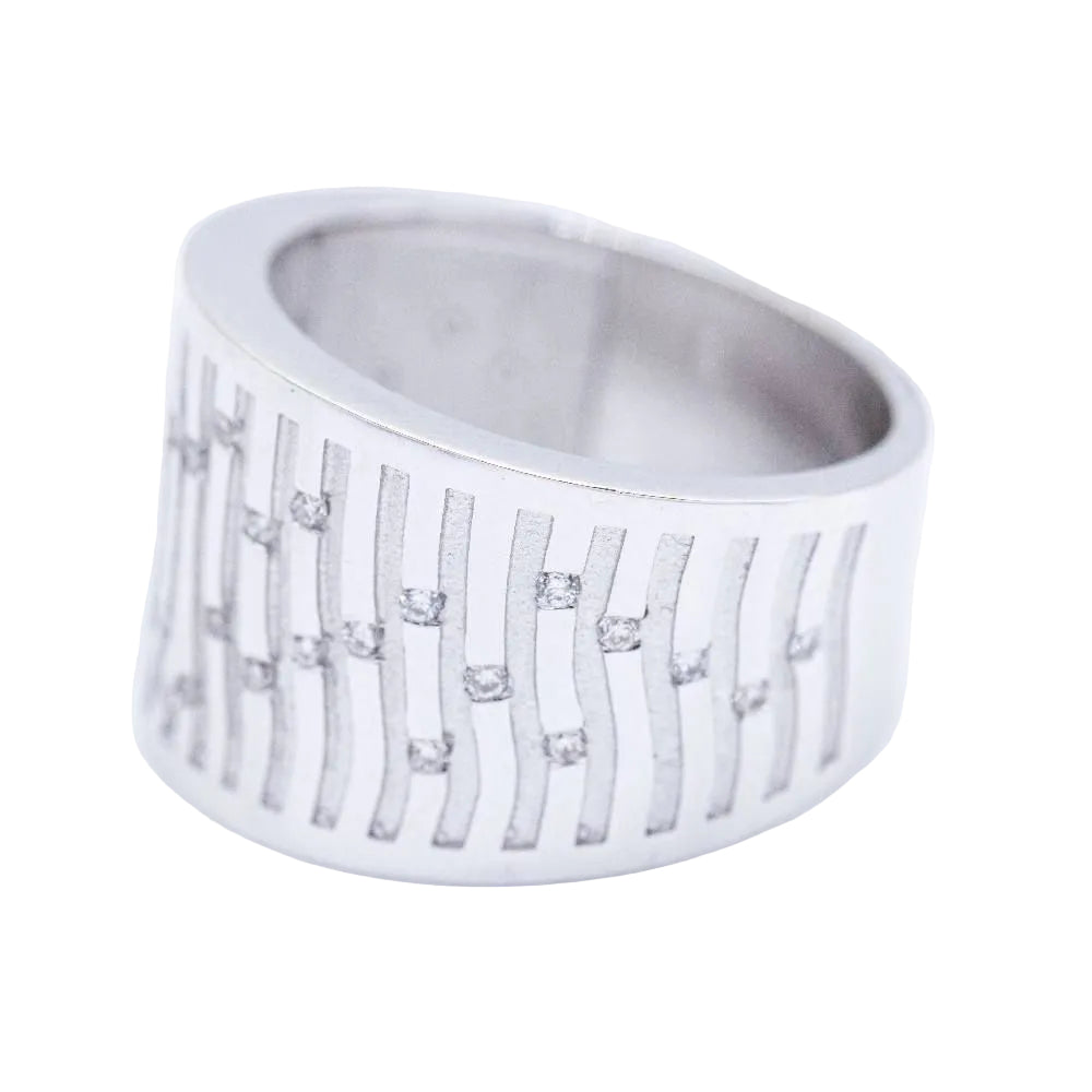 Bague BAMBU en or blanc et diamants d'occasion