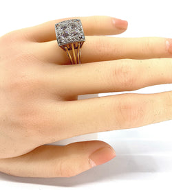 Ring in yellow gold, white gold and diamonds