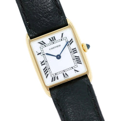 Montre CARTIER Tank arrondie extra-plate en or jaune et saphir