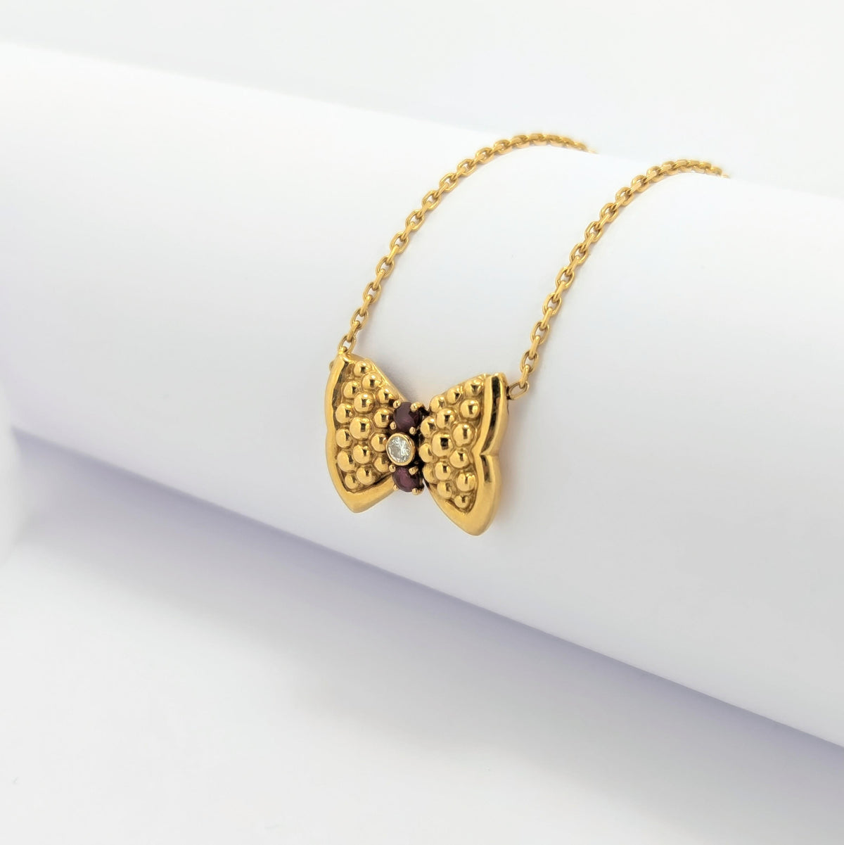 Collier Fred Nœud or jaune diamant et rubis