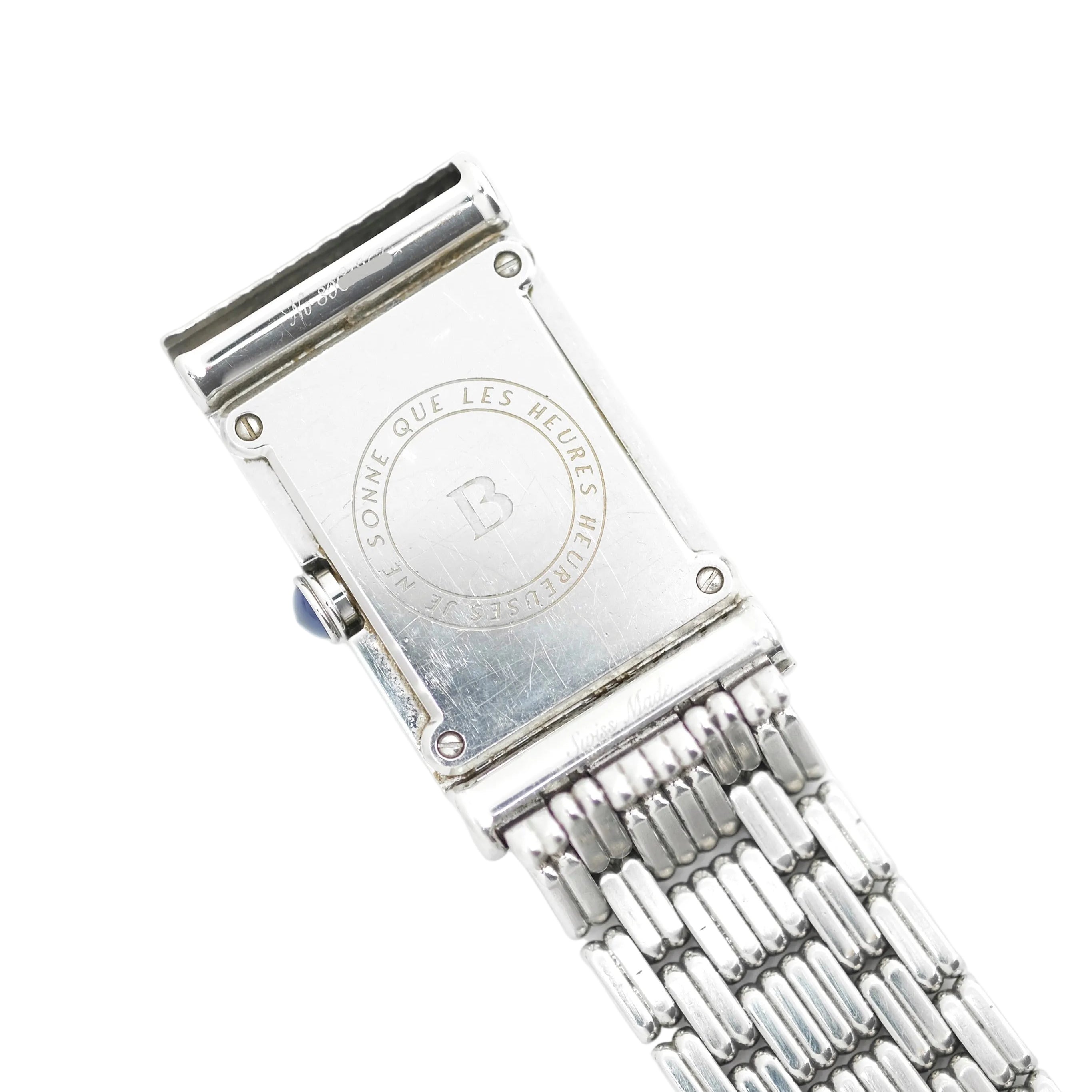 Montre BOUCHERON "Reflet" en acier, cuir et diamants