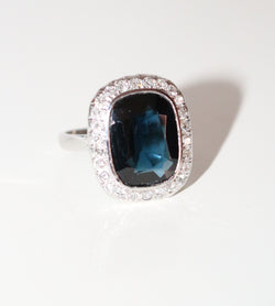 Bague Art Déco Saphir Diamants Platine