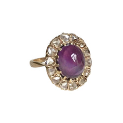 Bague Entourage en or jaune, améthyste et diamants