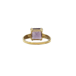 Bague en or jaune 18 carats et amethyste taille princesse - Taille EU60