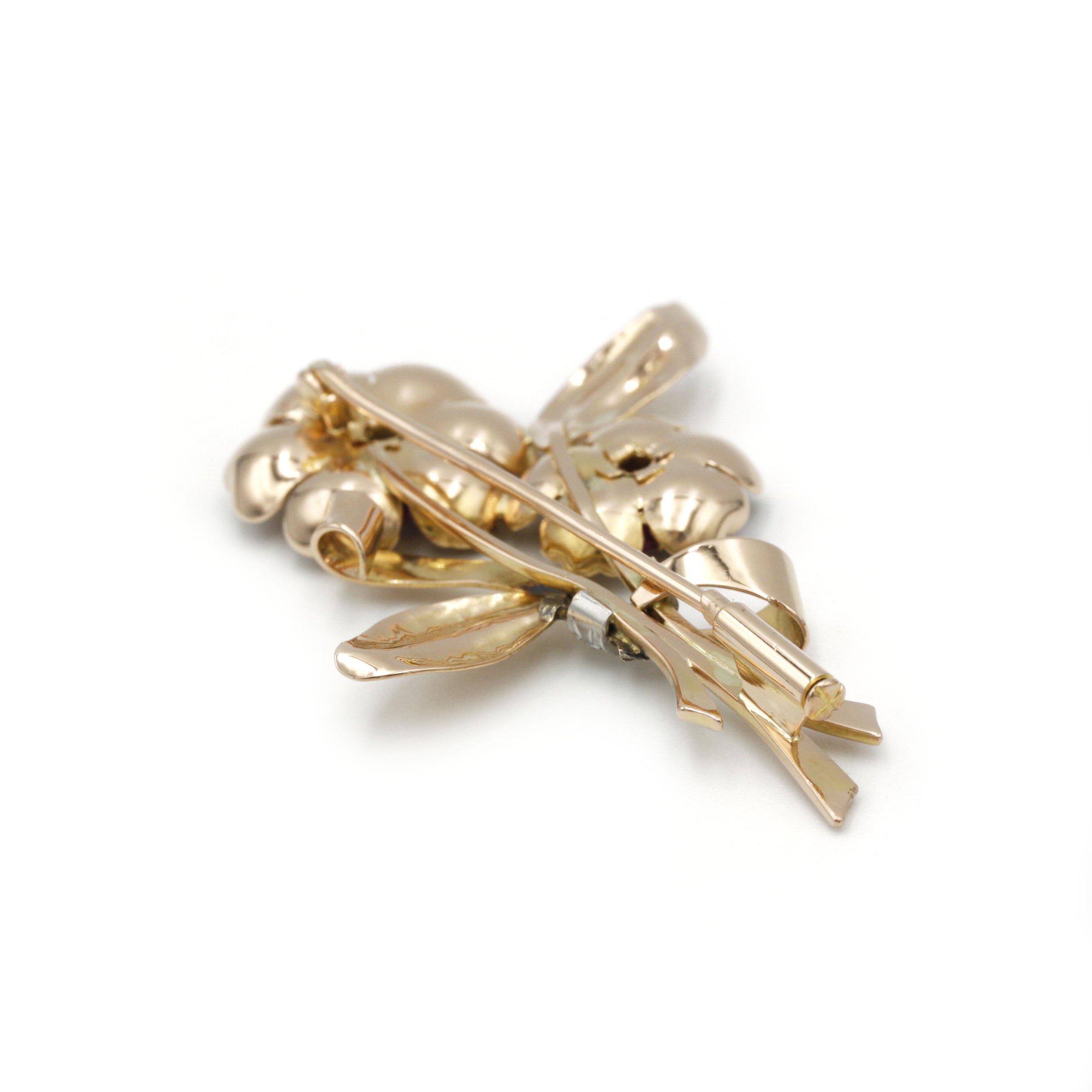 Broche - Or, platine & Diamants & Rubis