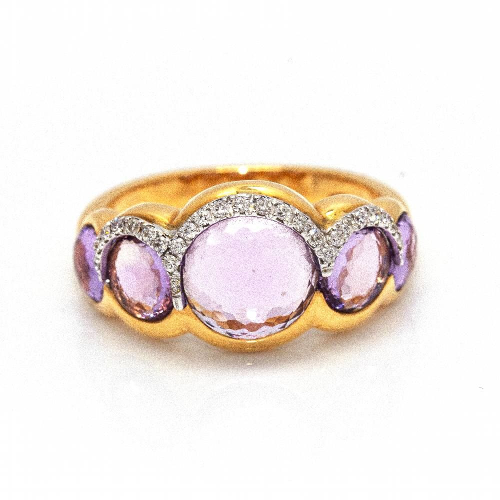 Bague en or rose avec améthyste