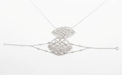 Bracelet maille jaseron en or blanc et diamant