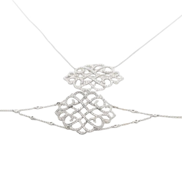 Bracelet maille jaseron en or blanc et diamant