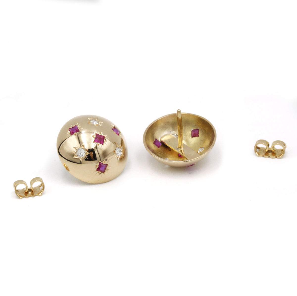 Boucles d'oreilles - Or, Diamants & Rubis