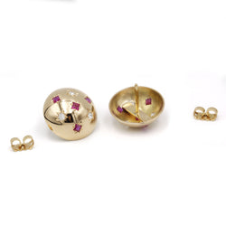 Boucles d'oreilles - Or, Diamants & Rubis