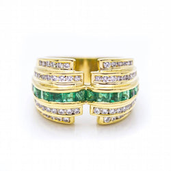 Bague LAZZO en diamant et émeraude d'occasion