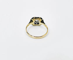 Bague solitaire diamant Art Déco en or jaune et blanc