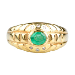 Bague GYPSY Vintage en or jaune émeraude et diamants