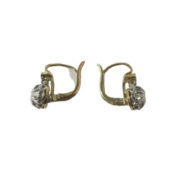 Boucles d’oreilles dormeuses trembleuses Diamants Or et Platine