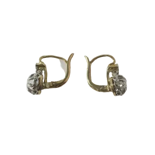 Boucles d’oreilles dormeuses trembleuses Diamants Or et Platine