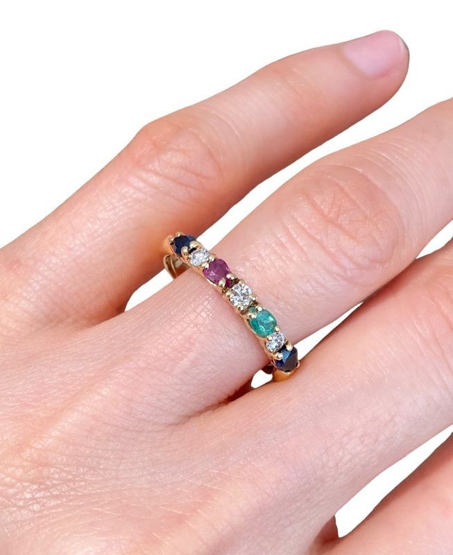 Bague Demi-alliance Américaine, en or jaune 18k