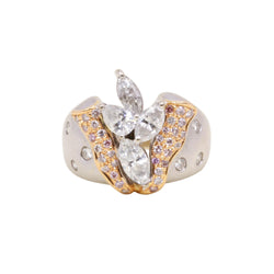 Bague VINTAGE Fleur en or blanc et rose diamants