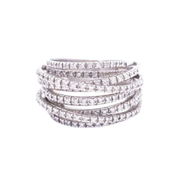 Bague bandeau en or blanc et diamants