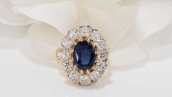 Bague Pompadour en or jaune saphir et diamants