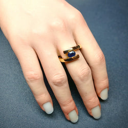 Bague croisée or jaune et saphir