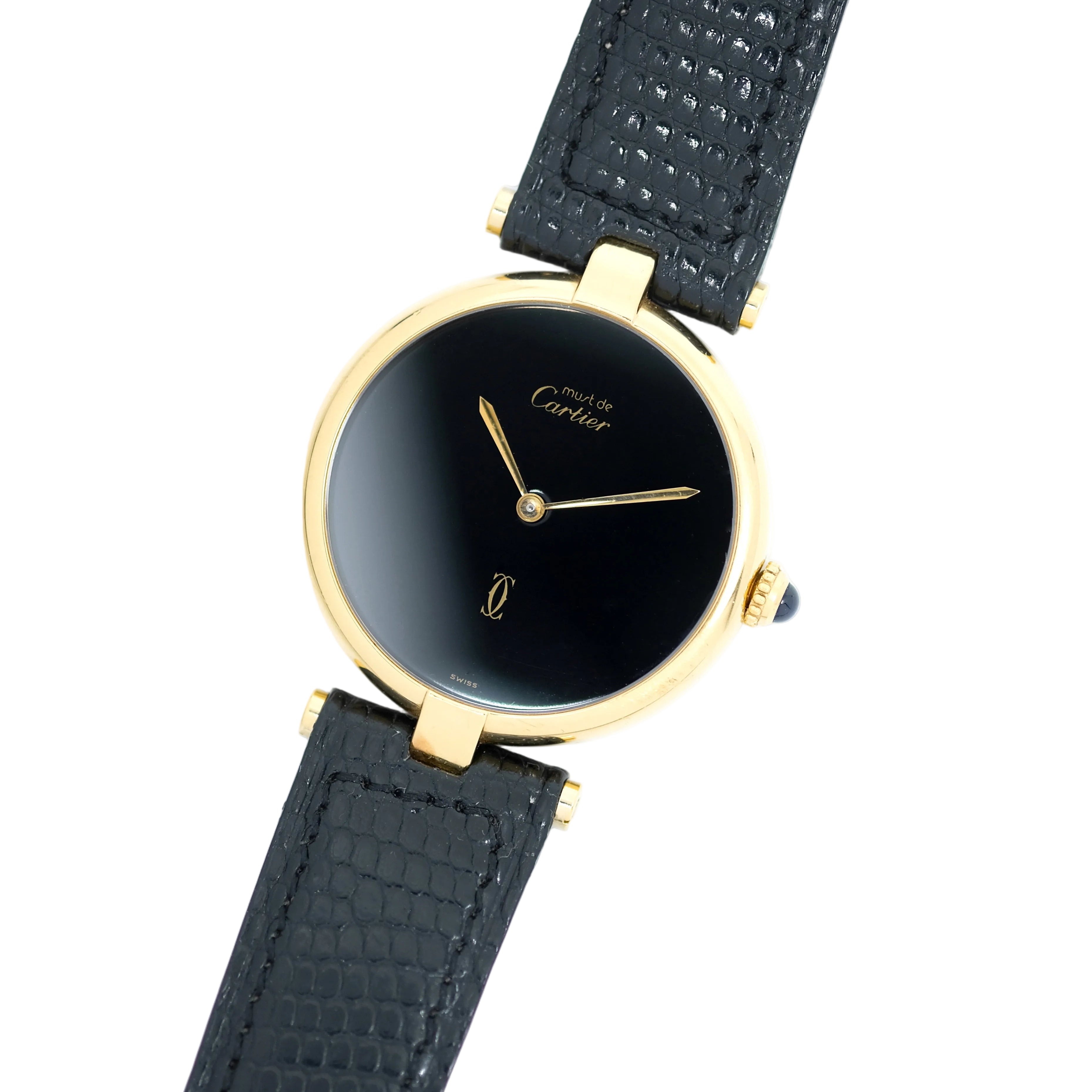 Montre CARTIER Vendôme Must grand modèle en plaqué or et argent